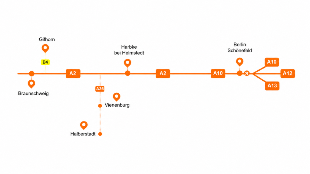Karte der Streiff Standorte and er A2